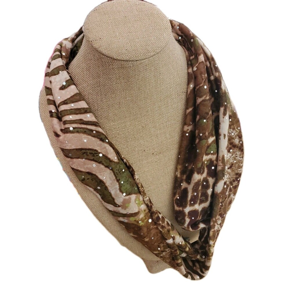 Y2K Notations Mixed Animal Print Bling Infinity Scarf Indie Sleaze